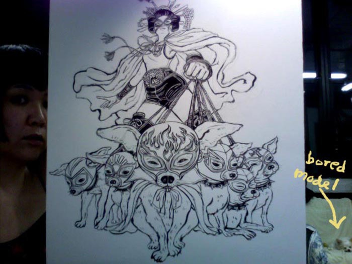 Chihuahua Superhero: Ink Drawing