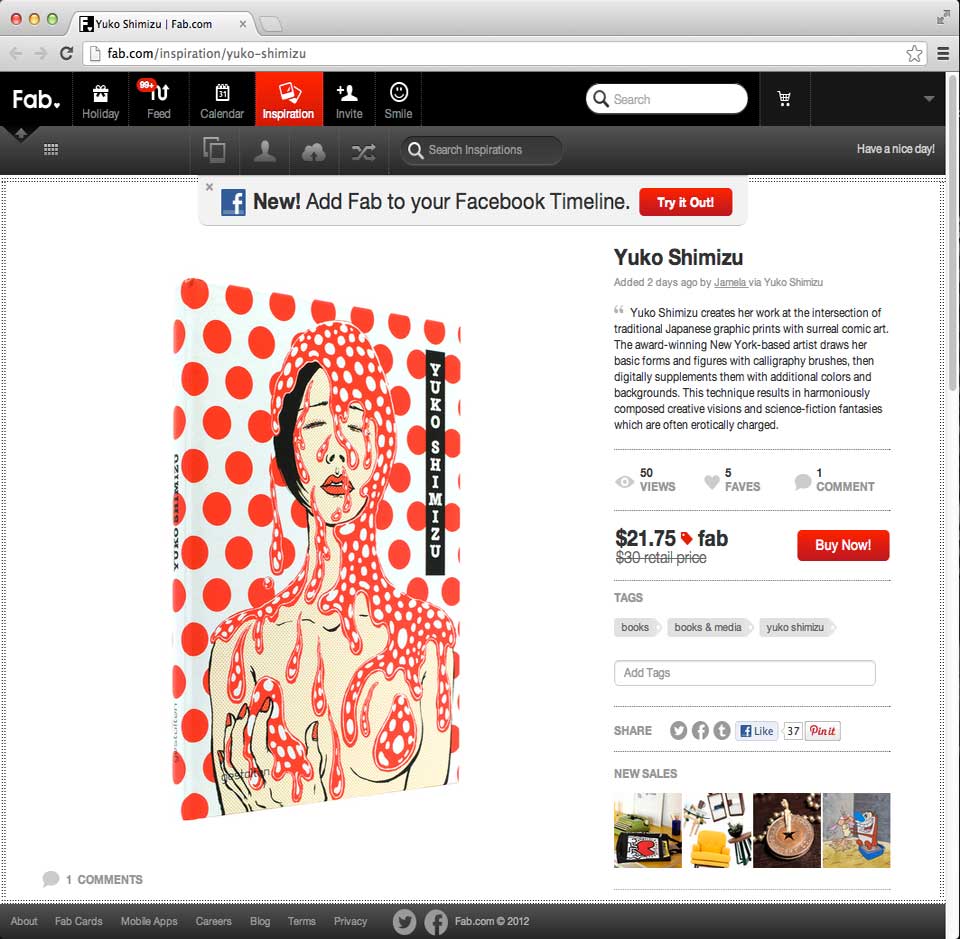 "yuko shimizu" "fab.com" "book"